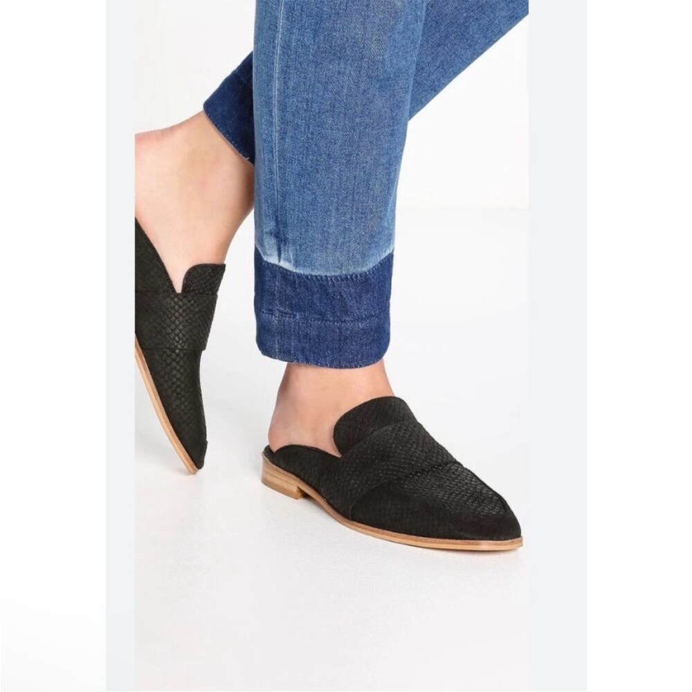 Free People At Ease Textile Loafer Black Leather Suede Mules Women’s Size 36